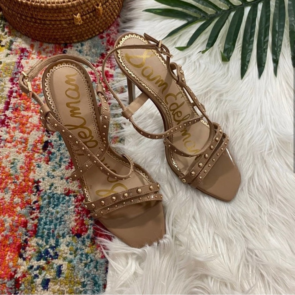 Sam Edelman nude studded square heels